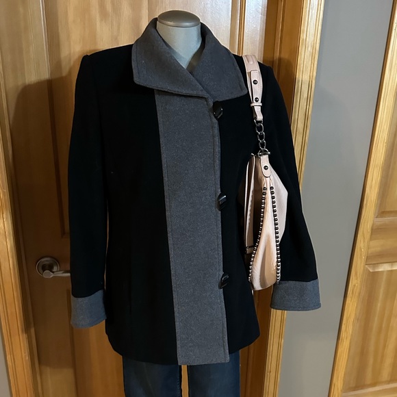 Color Block Pea Coat - Picture 3 of 9